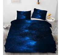 EXSANLIEAY Housse de Couette 240 x 260 Nuit éToiléE Parure de Lit 260x240 Adulte Bleu Linge de Lit Doux Respirant Microfibre avec Fermeture À Glissière et 2 Taie d'oreiller 65x65 cm