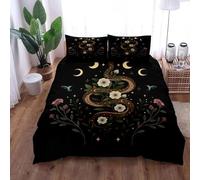 EXSANLIEAY Housse de Couette 90x190 Lune Parure de Lit 1 Personne avec 2 Taie d'oreiller 65x65cm avec Fermeture ÉClair, Serpent Ensembles de Housses de Couette en Microfibre