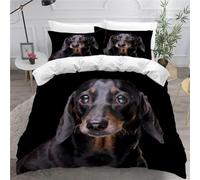 EXSANLIEAY Housse de Couette 90x190 Noir Parure de Lit 1 Personne avec 2 Taie d'oreiller 65x65cm avec Fermeture ÉClair, Chien Ensembles de Housses de Couette en Microfibre