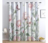 EXSANLIEAY Rideau Occultant Papillon Rideaux Salon Usine Rideau Thermique Isolant Anti Froid et Chaleur, Lot de 2 Rideau à Oeillets (140 X 160 cm), Chambre à Coucher