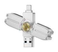 Exsellon 128 Go Cle USB Phone Compatible iOS/Android/PC/Mac/Tablet | Clé USB iPhone 3 en 1 pour Photos et Vidéos avec Design Toupie, Idéale pour le Stockage et la Détente Anti-Stress