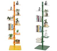 EXSHUING Bibliothèque à ossature métallique pivotante à 9 Niveaux, Dimensions au Sol : 39 x 39 cm, pour Livres, Plantes et décoration, Angles d'exposition réglables, 7 Coloris(Green)