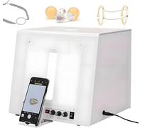 EXSHUING Boîte À Lumière pour Studio Photo, Boîte À Lumière pour Bijoux avec Plateau Tournant À 360° - Capacité De 1 Kg, 3000-5500 K, I-rc ≥ 92%, 4 Éclairages D'appoint, pour Bagues, Montres(TB20)