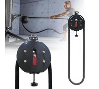 EXSHUING Entraîneur À Corde sans Fin pour Salle De Sport À Domicile, Machine À Poulies avec Résistance Réglable (3 À 30 Kg), Corde Infinie Suspendue pour Un Entraînement Complet du Corps(Black+Red)