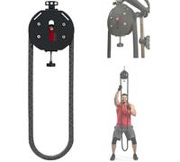 EXSHUING Entraîneur À Corde sans Fin, Système De Poulie Portable pour Un Entraînement Complet du Corps avec Résistance Réglable De 3 À 30 Kg, pour Le Renforcement Musculaire, Le Cardio(Black+Red)