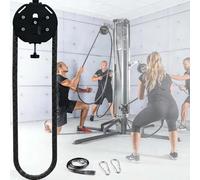 EXSHUING Entraîneur À Corde sans Fin, Système De Poulies Portable, Machine À Poulies avec Résistance Réglable, pour Les Bras Et Le Dos, Résistance Réglable : 3 À 30 Kg(Black)
