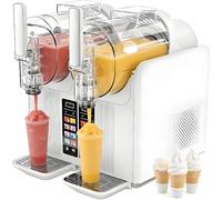 EXSHUING Glaçons Machine À Boissons, 430 W, 2 L, Double Bac, Granité, Pour Usage Commercial. Machine 7 En 1 Pour Granités Et Milkshakes, Avec Autonettoyage, Affichage Led, Smoothies(White)