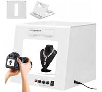 EXSHUING Kit De Photographie De Bijoux Suspendus : Boîte À Lumière pour La Photographie De Produits avec Plateau Tournant À 360° Et Support De Suspension, 4 LED D’Appoint, 3000-5500 K(TB20)