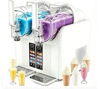 EXSHUING Machine À Granita 430 W, Double Cuve De 2 L, Usage Professionnel, 7 Programmes Prédéfinis Pour Boissons Glacées Et Glaces À L'italienne, Autonettoyante Et Affichage De Température(White)