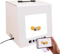 EXSHUING Mini Studio Photo pour Bijoux, Tente Photo LED À Intensité Variable - Plateau Tournant Électrique À 360°, Luminosité Et Vitesse Réglables, 3000-5500 K, pour l'or, l'argent, Les Pierres(TB30)