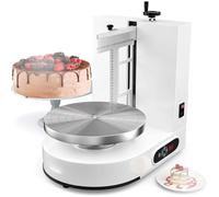 EXSHUING Ponceuse À Glaçage, Étaleuse À Crème Avec Racle Inox 304, Hauteur Réglable 0-20 Cm (0-7,9 Pouces), Plateau Tournant 35 Cm (13,8 Pouces), 60-320 Tr/Min, D'anniversaire 4-12 Pouces(White)