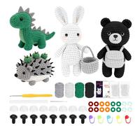 Exsink Kit Crochet Debutant Complet Animaux, 4 Articles Kit Crochet Amigurumi, Kit de Tricot Facile à Apprendre à Démarrer avec Des Tutoriels Vidéo étape Par étape Pour Adultes et Enfants