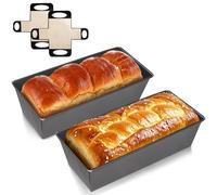 Exsink Lot 2 Moules À Pain 26x11.5x7.5CM Avec Tapis Silicone | Moule Rectangulaire Antiadhésif Acier Au Carbone Pour Pain De Mie, Gâteau Et Brioche, Réutilisable Facile Nettoyer Pour Four