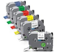 Exsun 6x 24mm Compatible pour Brother TZe-151 TZe-251 TZe-451 TZe-551 TZe-651 TZe-751 TZe 24mm pour Brother P-touch PT-E550W PT-P750W D600 PT-P710BT P750WVP E550WVP D600VP E500 P70