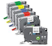 Exsun 6x Compatible pour Brother TZe-221 TZe-121 TZe-421 TZe-521 TZe-621 TZe-721 Tze 9mm pour Brother PT-H107B PT-H105 PT-P710BT PT-H100LB PT-E110 H100R D210 H200 H110 D400 1000 1250 H101C D200 D600VP
