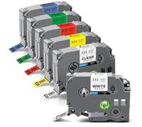 Exsun 6x Compatible pour Brother TZe-231 TZe-131 TZe-431 TZe-531 TZe-631 TZe-731 Tz 12mm Ruban pour Brother PT H105 H107B P710bt H100LB E110 H100R D210 H200 H110 D400 1000 D200 D600VP