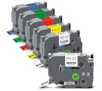 Exsun 6x Compatible pour Brother TZe-241 TZe-141 TZe-441 TZe-541 TZe-641 TZe-741 TZe 18mm Ruban pour Brother PT-D400 PT-P710bt D400VP PT D600VP PT-P750W D450VP P700 PT-1830V