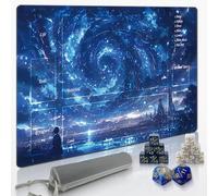 Extalas MTG Playmat TCG Playmat - Comprend un sac de rangement et 14 dés de qualité d'expérience et verrouillage des bords, tapis imperméable et antidérapant ! (Tapis de jeu avec, ciel étoilé)