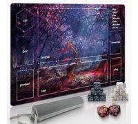 Extalas MTG Playmat TCG Playmat - Comprend un sac de rangement et 14 dés de qualité d'expérience, verrouillage des bords, tapis imperméable et antidérapant ! (Tapis de jeu avec arbre)