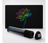Extalas Tapis holographique TCG compatible avec Magic The Gathering - Sous-main de qualité supérieure 61 x 35,6 cm, bords cousus, base imperméable et étui triangulaire (lotus noir)