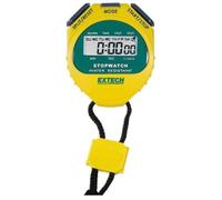 Extech 365510 Chronomètre/Horloge, Jaune | Chronomètre, chrono, temps intermédiaire, alarme réveil/rappel, résist. eau, sangle cou, pile incluse