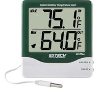 Extech 401014A Thermomètre Int/Ext Grands Chiffres, Alarme, Min/Max | Chiffres 1po, alarme haut/bas programmable, sonde étanche 9,6pi, montage mural, support, pile AAA