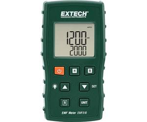 Extech EMF510 Compteur EMF/ELF, Vert | Mesure EMF/ELF en mG ou uT, double axe, min/max, maintien données, lignes/appareils, sangle, pochette