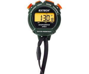 Extech STW515 Chronomètre/Horloge Avec Écran Rétroéclairé | Chrono écoulé/intermédiaire/double compétiteur, horloge 12/24h, alarme, résolution 1/100s, sangle cou