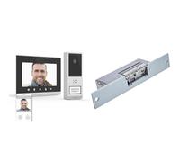 EXTEL 720321 Visiophone connecté - sans fil, longue portée 350 mètres - Wave 2, Noir & Gâche serrure électrique pour porte ou portillon à encastrer sans passage de serrure WECA
