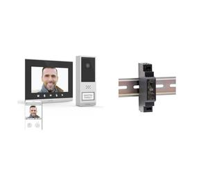 EXTEL 720321 Visiophone connecté - sans fil, longue portée 350 mètres - Wave 2, Noir & Mean Well HDR-15-5 Adaptateur Secteur-1 sortie-15 W-Montage sur Rail 5 V 2.4 A-pour Application Industrielle
