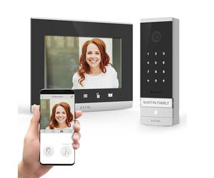 EXTEL Code Connect, Visiophone Filaire Connecté WiFi, Interphone Vidéo 2 Fils, Écran Tactile 7 Pouces, Digicode Intégré sur Platine de Rue, Clavier à Code, Contrôle Portail et Gâche Électrique, Gris