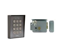 Extel - Digicode - filaire Klavy 3 Gris - Clavier à code codage fixé en saillie & Serrure électrique - WE 5001/2 BIS, pour ouverture gauche ou droite, protégées par une visière en acier épais, laqué