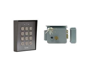 Extel - Digicode - filaire Klavy 3 Gris - Clavier à code codage fixé en saillie & Serrure électrique - WE 5001/2 BIS, pour ouverture gauche ou droite, protégées par une visière en acier épais, laqué