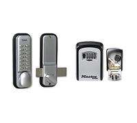 Extel - Verrou de porte Weca - fixation en applique, verrou autonome sur porte entre 33 et 60 cm & MASTER LOCK Boite à clés sécurisée[Fixation murale] - 5401EURD - Select Access, Gris/Noir, Medium