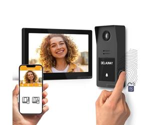 Extel Visiophone Connecté 2K, Empreinte, Digital Connect Visiophone Filaire | Écran tactile 7 pouces, 2 fils jusqu’à 100 m, 10 empreintes, QR code, Wi-Fi 2,4/5 GHz, angle 130°, porte et portail