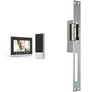 EXTEL Visiophone Filaire connecté Extel Connect 2 Ultra Plat & Gâche Serrure électrique pour Porte ou portillon à encastrer avec Passage de Serrure WECA 90 Droite ou Gauche