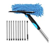 Extendable Duster for High Ceilings, Long Duster, Reusable Cleaning Brush, Lightweight Telescopic Handle, Soft Microfiber Head, Ideal to Furniture, Walls, Fans, Cobweb Removal, House, Color Blue