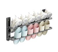 Extendable Shoe Organizer - Wall Mounted Footwear Rack, Narrow Doorway | Space Saving Shoe Rack for Entryway Hallway Home Bathroom Bedroom Apartment College Dormitory Balcony