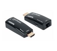 Manhattan 1080p@60Hz Compact HDMI over Ethernet Extender Kit, Extends Distances of Signal up to 60m with a Single Cat6 Ethernet Cable, Transmitter and Receiver included, Power over Cable, Ultra Slim D