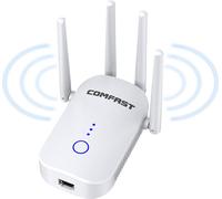 Extender WiFi -Répéteur de signal sans fil couvrant jusqu'à 3000 sq.ft - 1200Mbps Wall-Through Strong Wi-Fi-Dual Band 2.4G et 5G - 4 antennes 360° couverture complète Blanc