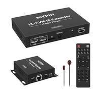 Extendeur KVM HDMI 1080P sur câble Cat 6/7/8 jusqu'à 150m, Lecteur Multimédia HD pour clés USB, Extender HDMI avec 3.5mm Audio&Sortie en Boucle, Télécommande IR, Connexion d'une à Plusieurs Personnes