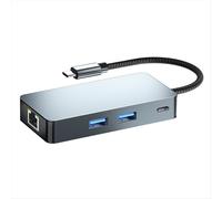 Extendeur USB 3.2 avec port Gigabit, alimentation externe PD 100 W, répartiteur, TVHD, VGA, Ethernet, lecteur de cartes audio USB