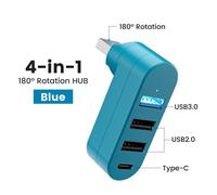 Extenseur de convertisseur HUB multi-ports USB 3.0,pour Macbook Pro,ordinateurs PC,ordinateurs portables,Hub à 4 ports,séparateur USB2.0,extension Multiple - Type Blue