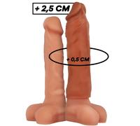 Extenseur de pénis marron avec gode réaliste creux v5