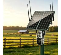 Extenseur solaire WiFi extérieur 1200Mbps double bande 30W IP65 | Batterie 111 Wh, couverture de 300 m, 2,4 GHz + 5,8 GHz, connecte 100 appareils, utilisation à la ferme et au jardin