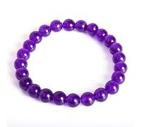 Extensible en Jade coloré de 8 mm pour Les Femmes Stone Natural Retro Chinese Crystal Chalcédoine Bijoux perlé (Couleur: Lavande)