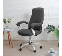 Extensible Housse de Fauteuil Rotatif, Style de Simplicité Moderne Housse de chaise de Bureau Bureau de Direction à Dossier Haut Anti-poussière Housse Chaise avec Couvre-accoudoirs-gris foncé-Moyen