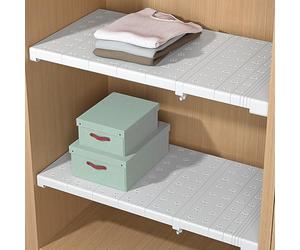 Extensible Séparateurs d'étagères Acier Inoxydable Penderie Étagère De Rangement Réglables Armoires Télescopiques Placard Diviseur DIY Organisateur (Acier au carbone, largeur 35cm, longueur 31-42cm)