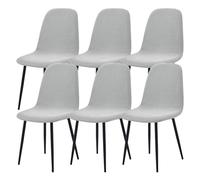 Extensibles Housse de Chaise de Salle à Manger Coquille Lot de 2/4/6,Housses de Chaises Coquille Sans Accoudoirs Style Moderne du Milieu du Siècle,Amovibles et Lavables en Machine(Light Gray,6Pcs)