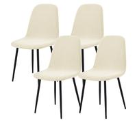 Extensibles Housse de Chaise de Salle à Manger Coquille Lot de 2/4/6,Housses de Chaises Coquille Sans Accoudoirs Style Moderne du Milieu du Siècle,Amovibles et Lavables en Machine(Off White,4Pcs)